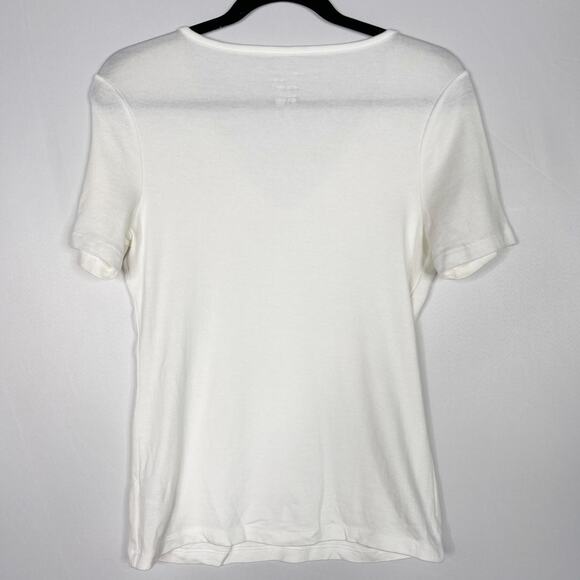 A New Day Small S White V Neck Short Sleeve Tee Tshirt Top Modal Cotton Stretch - Picture 2 of 6